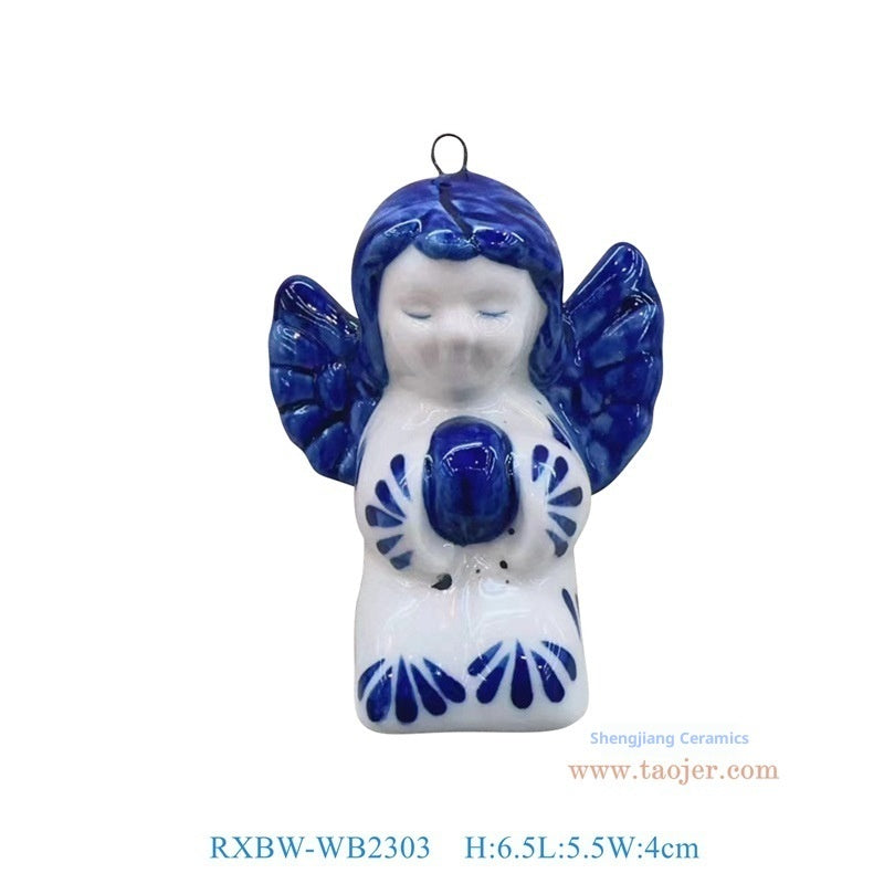 HKM-692499 Ceramic Christmas Tree Pendant Decorations - Blue and White Porcelain, Various Sizes