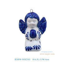 HKM-692499 Ceramic Christmas Tree Pendant Decorations - Blue and White Porcelain, Various Sizes