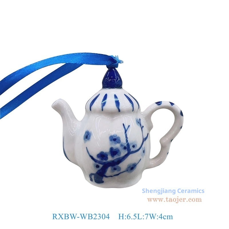 HKM-692499 Ceramic Christmas Tree Pendant Decorations - Blue and White Porcelain, Various Sizes