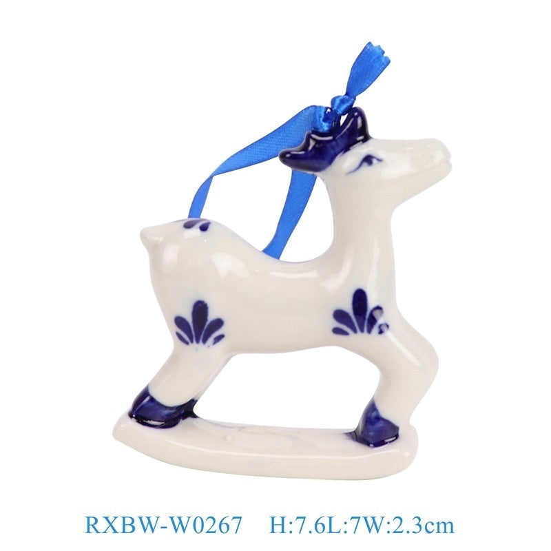HKM-692499 Ceramic Christmas Tree Pendant Decorations - Blue and White Porcelain, Various Sizes