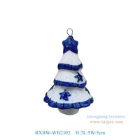 HKM-692499 Ceramic Christmas Tree Pendant Decorations - Blue and White Porcelain, Various Sizes