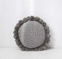HKM-692499 Round Acrylic Sofa Pillow - Round 40CM Living Room Cushion in Hu Qing, Beige, and Gray