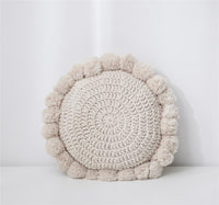 HKM-692499 Round Acrylic Sofa Pillow - Round 40CM Living Room Cushion in Hu Qing, Beige, and Gray