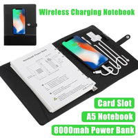 HKM-692563 Portable 8000mAh Rechargeable Power Bank with Wireless Charging and Multi-Connector Options