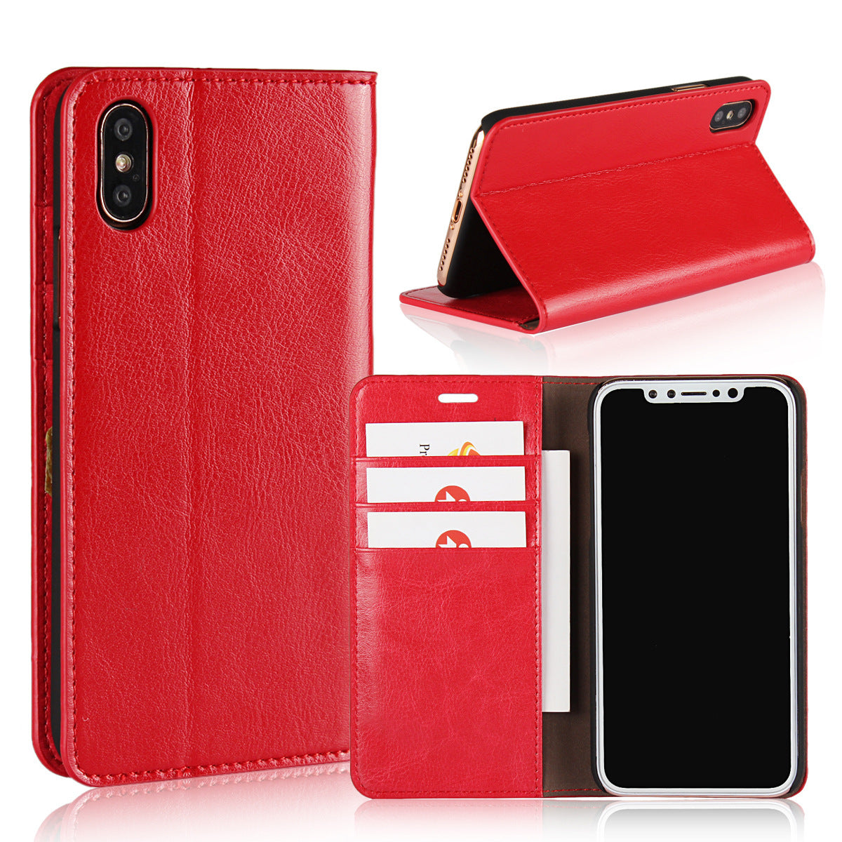 HKM-692627 Leather Flip Cover Wallet for iPhone - Stylish Protection and Storage