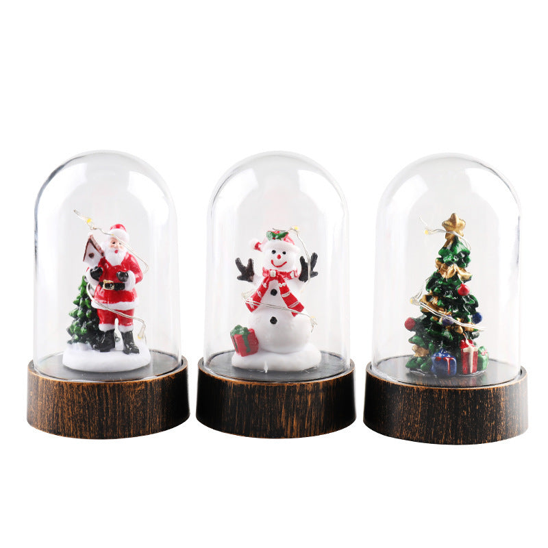 HKM-692819 Christmas-Themed Small Night Lamp with Snowman, Old Man, and Tree Ornaments