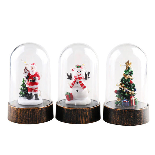 HKM-692819 Christmas-Themed Small Night Lamp with Snowman, Old Man, and Tree Ornaments