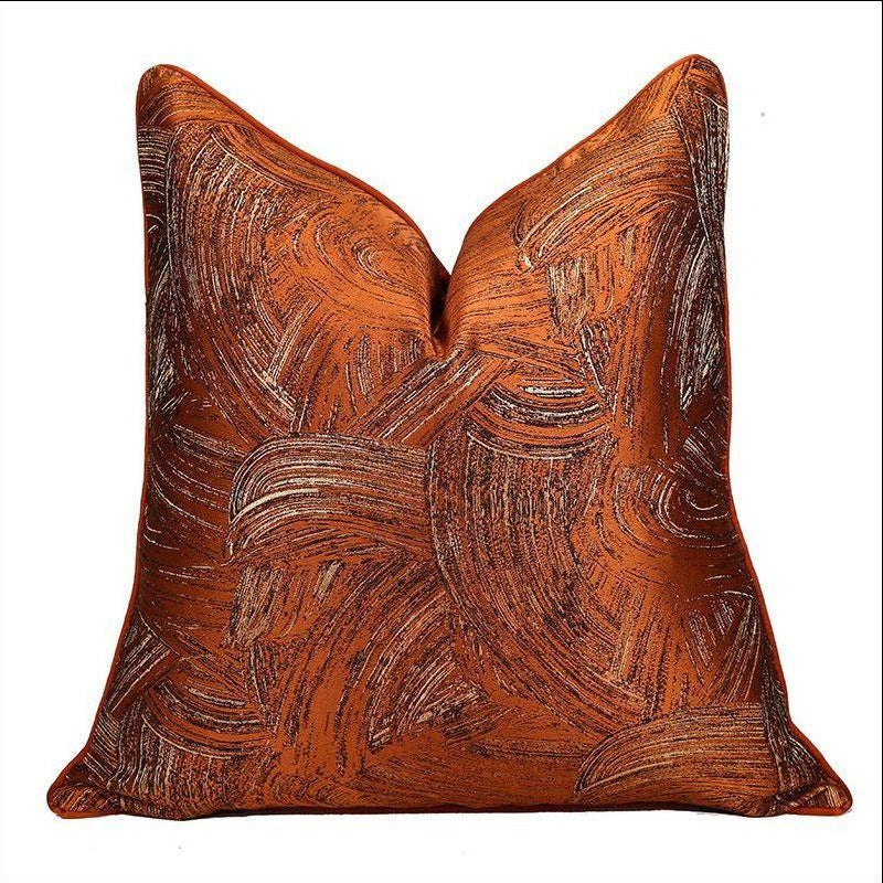 HKM-692819 Geometric Abstract Orange Pillow Cover for Living Room - 30x50cm, 45x45cm, 50x50cm Sizes