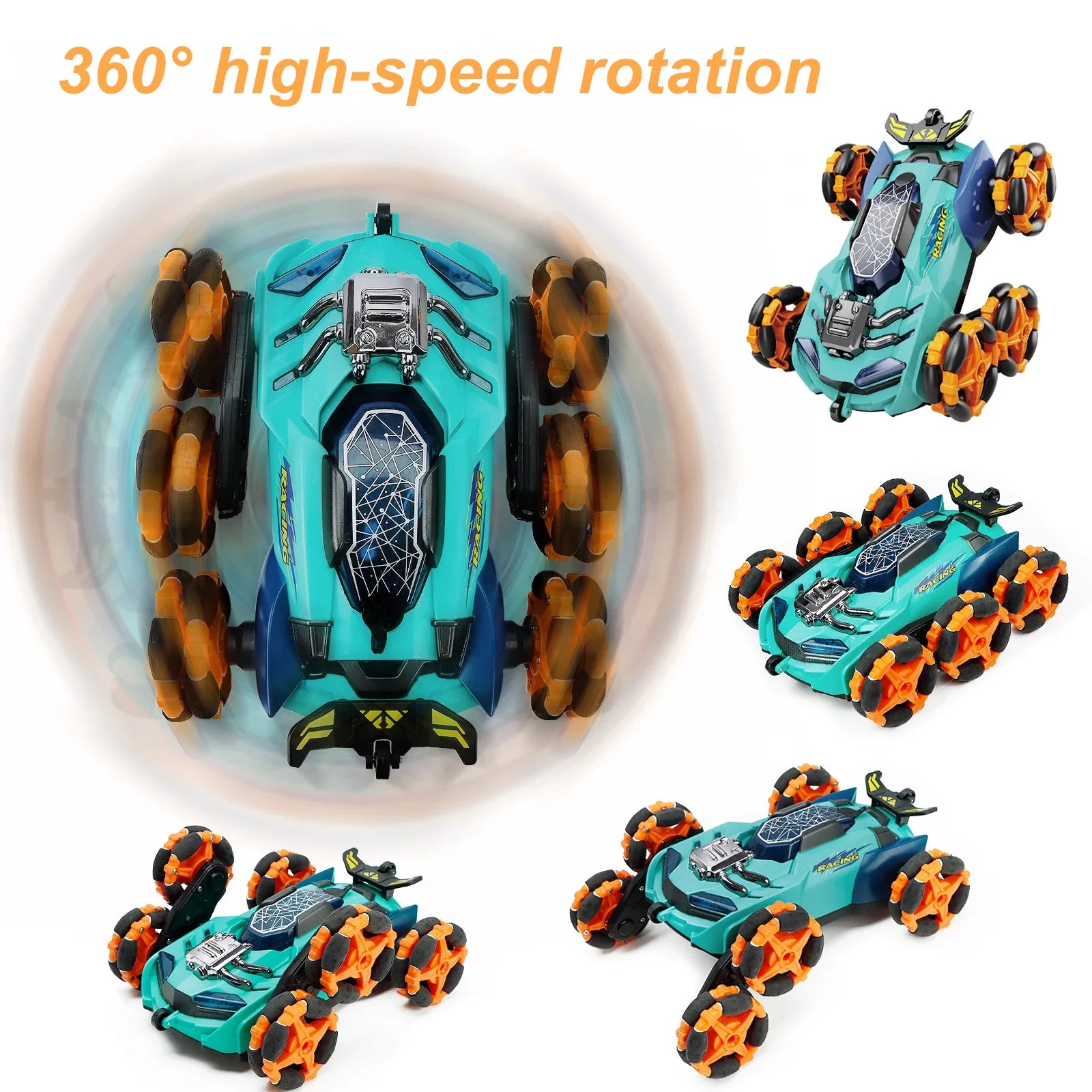 HKM-692947 Remote Control 2.4G Stunt Drift 6-Wheel Deformation Car with Water Spray and LED Lights