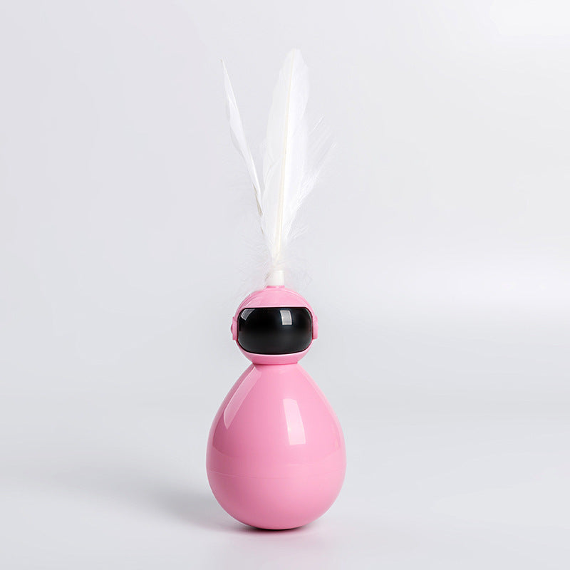 HKM-693011 Funny Cat Tumbler Toy with Feather Replacement - Interactive ABS Cat Plaything