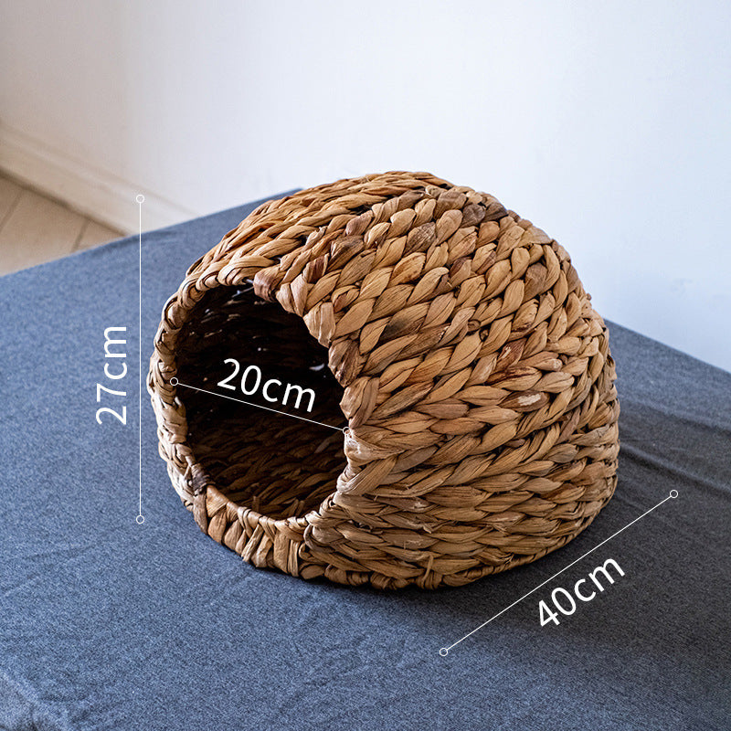 HKM-693075 Natural Handmade Straw Breathable Pet Nest