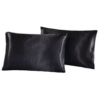 HKM-693075 Satin Imitation Silk Pillowcase Set - Pure Color Polyester Fiber for Double Long Pillows