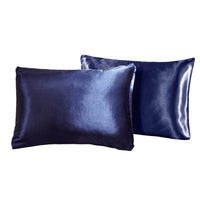 HKM-693075 Satin Imitation Silk Pillowcase Set - Pure Color Polyester Fiber for Double Long Pillows
