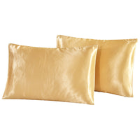 HKM-693075 Satin Imitation Silk Pillowcase Set - Pure Color Polyester Fiber for Double Long Pillows
