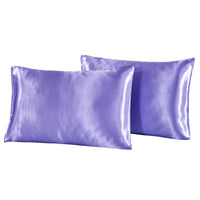 HKM-693075 Satin Imitation Silk Pillowcase Set - Pure Color Polyester Fiber for Double Long Pillows