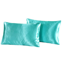 HKM-693075 Satin Imitation Silk Pillowcase Set - Pure Color Polyester Fiber for Double Long Pillows