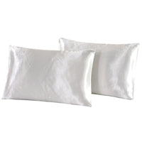 HKM-693075 Satin Imitation Silk Pillowcase Set - Pure Color Polyester Fiber for Double Long Pillows