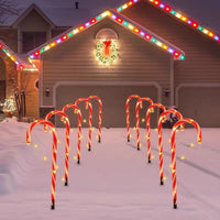 HKM-693139 Solar Powered Christmas Crutch Lights - Decorative Landscape Lamps in Star and Snowflake Designs