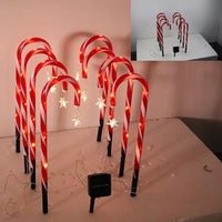 HKM-693139 Solar Powered Christmas Crutch Lights - Decorative Landscape Lamps in Star and Snowflake Designs