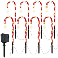 HKM-693139 Solar Powered Christmas Crutch Lights - Decorative Landscape Lamps in Star and Snowflake Designs