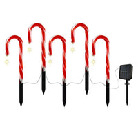 HKM-693139 Solar Powered Christmas Crutch Lights - Decorative Landscape Lamps in Star and Snowflake Designs