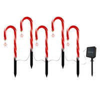HKM-693139 Solar Powered Christmas Crutch Lights - Decorative Landscape Lamps in Star and Snowflake Designs