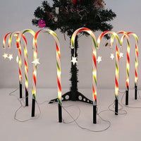 HKM-693139 Solar Powered Christmas Crutch Lights - Decorative Landscape Lamps in Star and Snowflake Designs