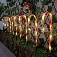 HKM-693139 Solar Powered Christmas Crutch Lights - Decorative Landscape Lamps in Star and Snowflake Designs