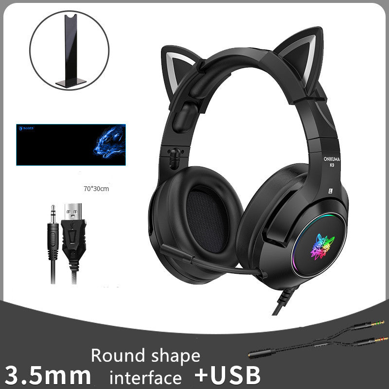 HKM-693203 Cute Girls Wired Computer Gaming Headset with Microphone, 3.5mm Plug, 20Hz-20KHz Audio Range