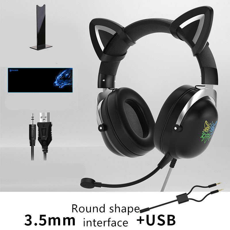 HKM-693203 Cute Girls Wired Computer Gaming Headset with Microphone, 3.5mm Plug, 20Hz-20KHz Audio Range
