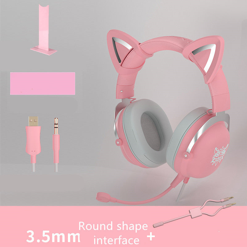 HKM-693203 Cute Girls Wired Computer Gaming Headset with Microphone, 3.5mm Plug, 20Hz-20KHz Audio Range