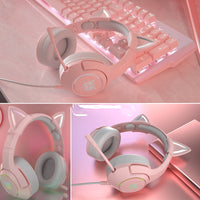 HKM-693203 Cute Girls Wired Computer Gaming Headset with Microphone, 3.5mm Plug, 20Hz-20KHz Audio Range