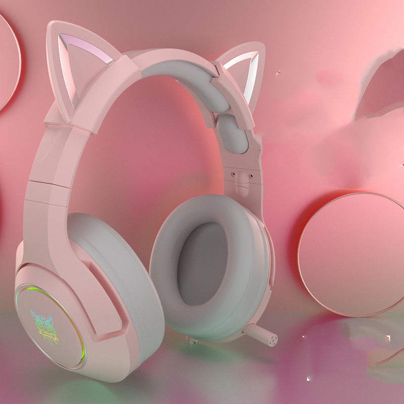 HKM-693203 Cute Girls Wired Computer Gaming Headset with Microphone, 3.5mm Plug, 20Hz-20KHz Audio Range