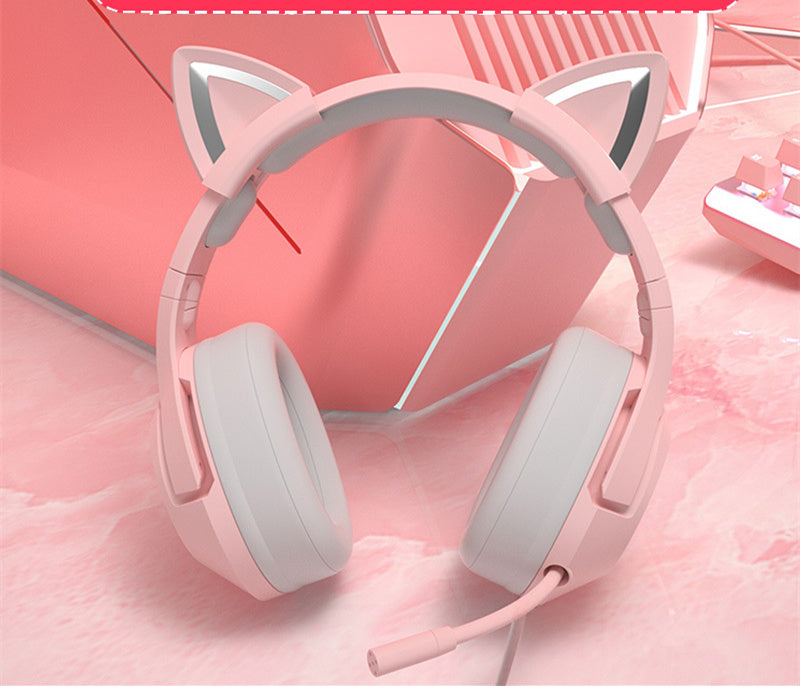 HKM-693203 Cute Girls Wired Computer Gaming Headset with Microphone, 3.5mm Plug, 20Hz-20KHz Audio Range