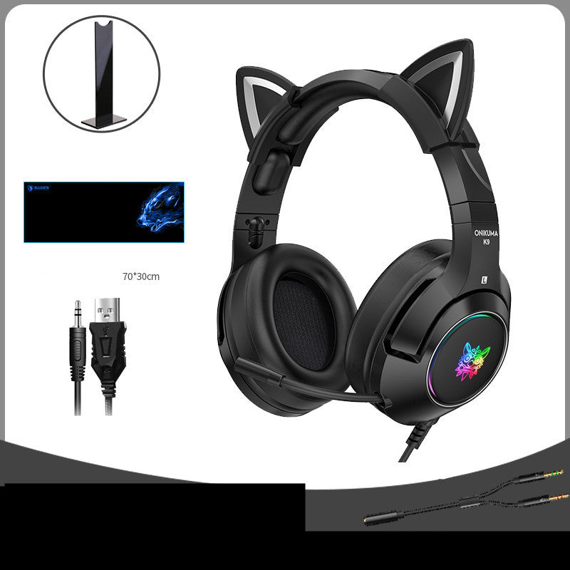 HKM-693203 Cute Girls Wired Computer Gaming Headset with Microphone, 3.5mm Plug, 20Hz-20KHz Audio Range