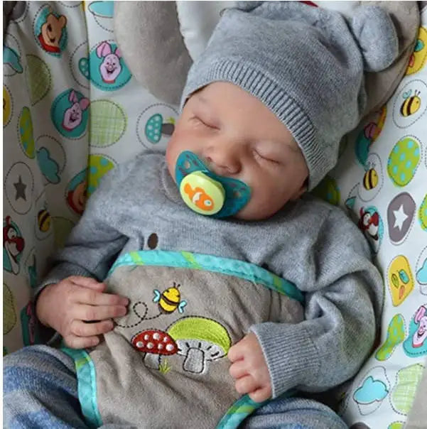 HKM-693203 Realistic Advanced Painted Skin Silicone Reborn Baby Doll - 19 Inch Full Body Soft Toy