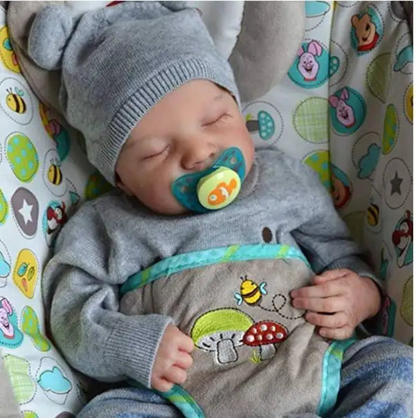 HKM-693203 Realistic Advanced Painted Skin Silicone Reborn Baby Doll - 19 Inch Full Body Soft Toy