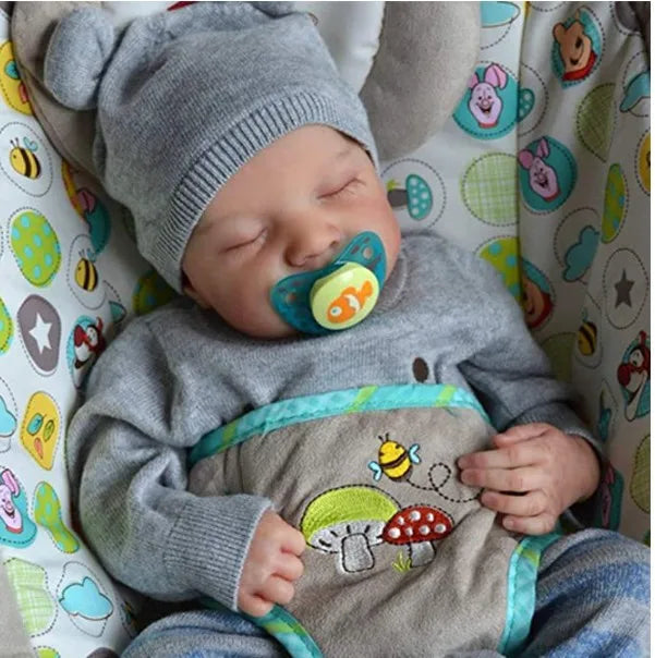 HKM-693203 Realistic Advanced Painted Skin Silicone Reborn Baby Doll - 19 Inch Full Body Soft Toy