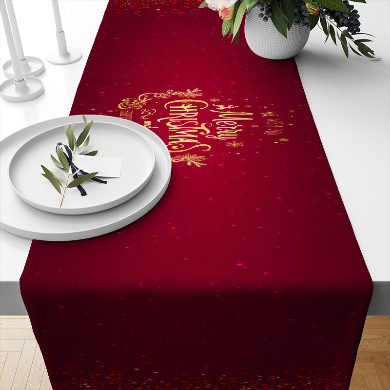 KTX-693331 Linen Insulated Christmas Table Runner with Striped and Plaid Patterns, 33x183CM