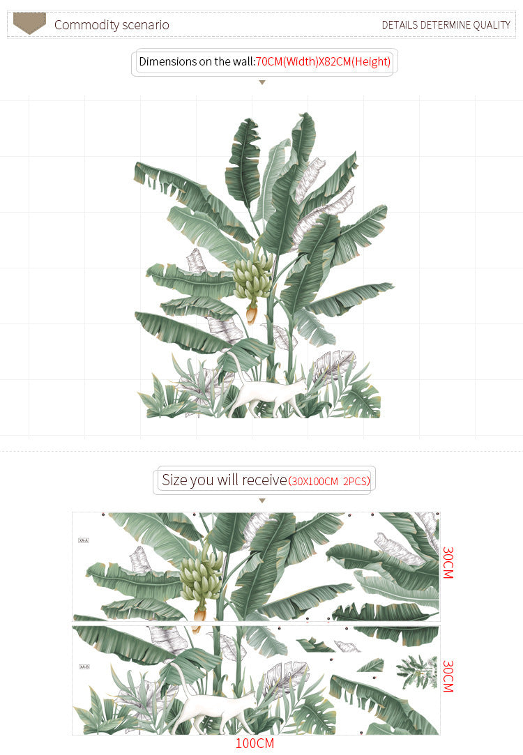 HKM-693459 Banana Tree Plant Wallpaper and Wall Sticker for Bedroom Decoration