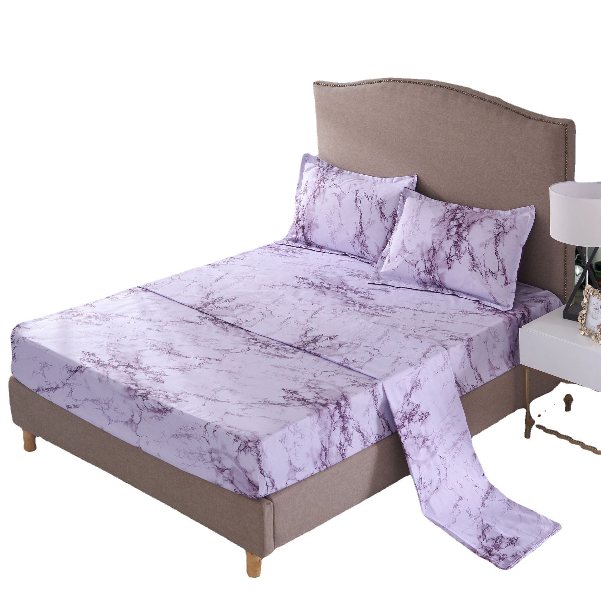 HKM-693523 Stone Pattern Fitted Sheet Set in Soft Polyester Fiber - Available in Twin, Full, Queen, King Sizes