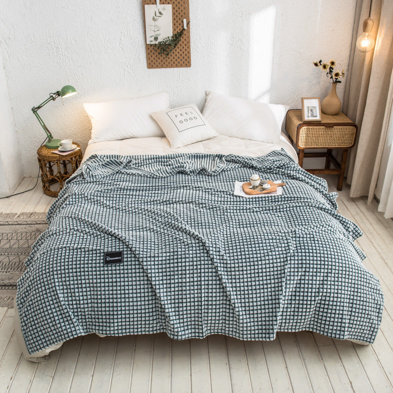 HKM-693523 Thickened Flannel Fleece Blanket with Various Color Options and Sizes