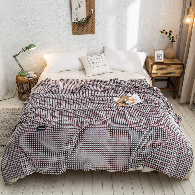 HKM-693523 Thickened Flannel Fleece Blanket with Various Color Options and Sizes