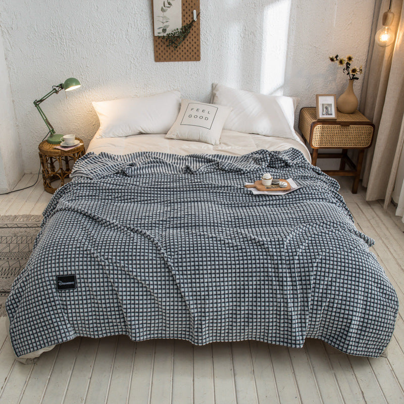 HKM-693523 Thickened Flannel Fleece Blanket with Various Color Options and Sizes
