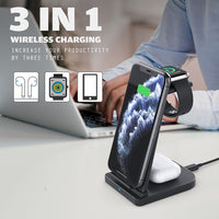 HKM-693587 Wireless Charger for iPhone, Headset, and Watch - 5W to 15W Output, Detachable & Foldable Design