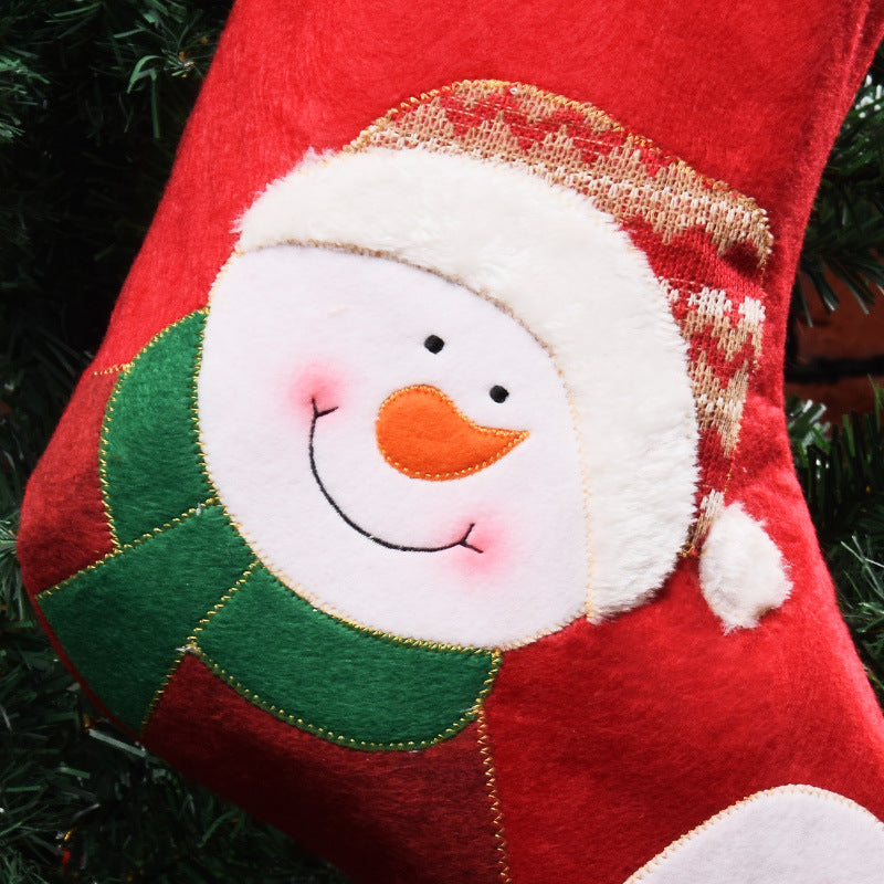 HKM-693651 Elderly Snowman Themed Christmas Candy Bag Stocking Decoration