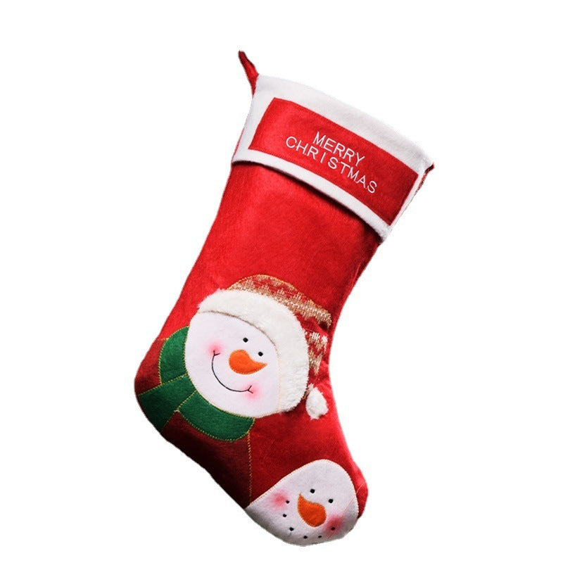 HKM-693651 Elderly Snowman Themed Christmas Candy Bag Stocking Decoration