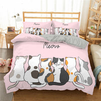 HKM-693843 3D Cartoon Cat Duvet Cover Set - High-Definition Digital Print Bedding, 3-Piece Polyester Collection