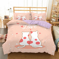 HKM-693843 3D Cartoon Cat Duvet Cover Set - High-Definition Digital Print Bedding, 3-Piece Polyester Collection
