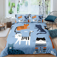 HKM-693843 3D Cartoon Cat Duvet Cover Set - High-Definition Digital Print Bedding, 3-Piece Polyester Collection
